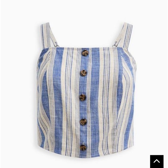 Torrid Blue & Ecru Adjustable Strap Crop Tank Top NWT Size 2X - Picture 9 of 15